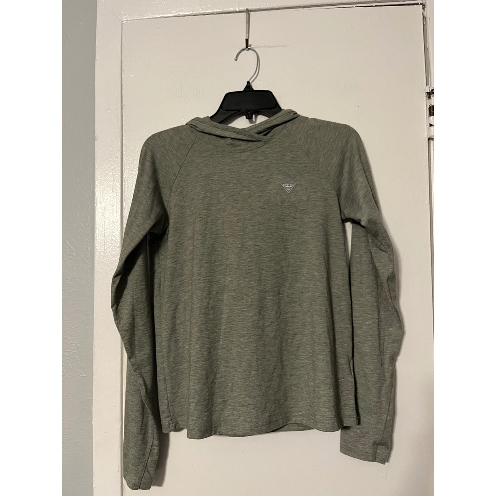 Columbia PFG Hoodie Womens Small Gray Active Fit Omni-Shade Long Sleeve Heather